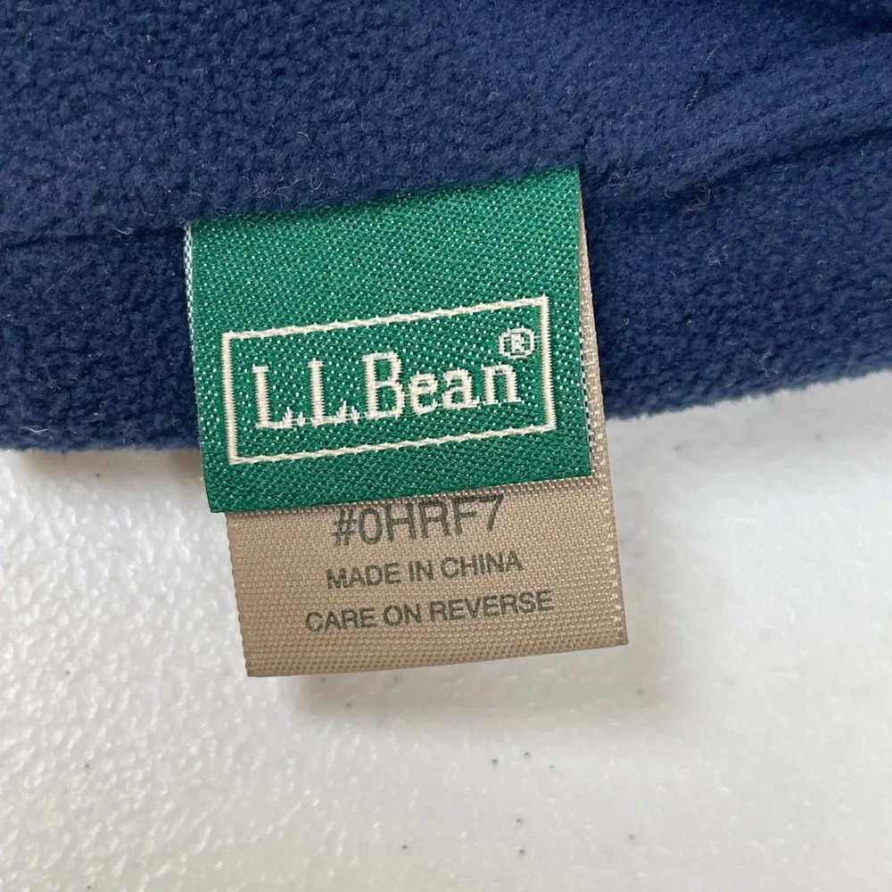 LLBean Kids Boys Knit‎ Hat Red Fair Isle Tassel Blue Fleece Lined Size M
